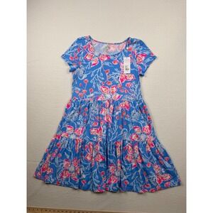 NWT Lilly Pulitzer Geanna Tiered Short Sleeve Swing Dress Bahamian Rhapsody M